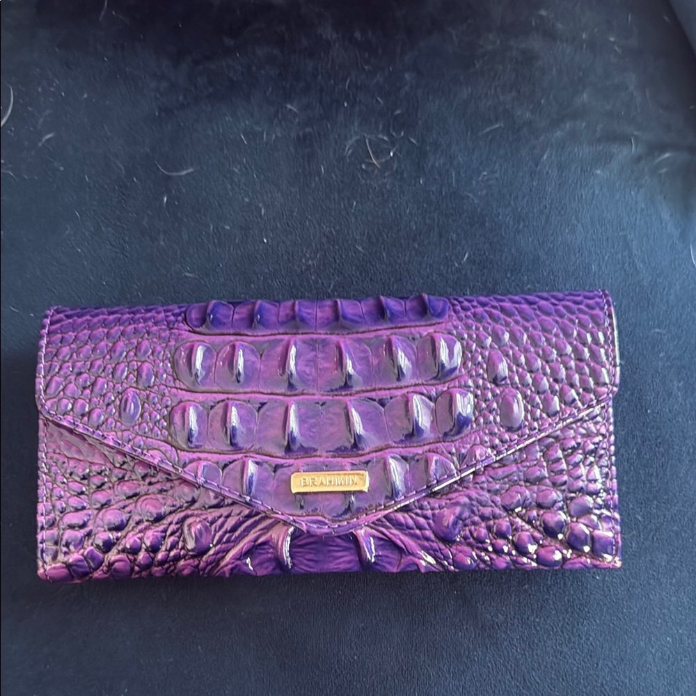 Brahmin Amethyst Croc Embossed Wallet